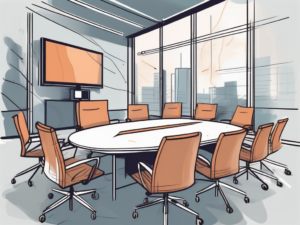 A modern conference room equipped with advanced on-premise video conferencing technology