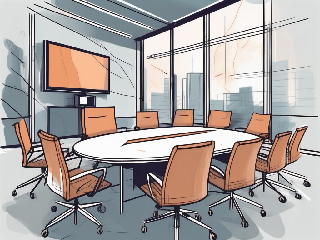 A modern conference room equipped with advanced on-premise video conferencing technology